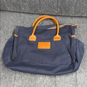Lands' End Navy  and Tan Duffel with Timeless Design.  20x10x8